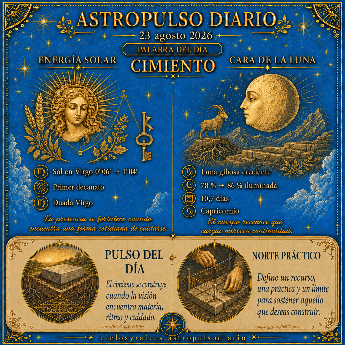 Tránsitos Astrológicos Hoy | 23 agosto 2026 — Cimiento