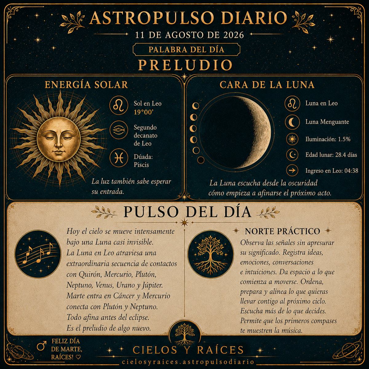 Tránsitos Astrológicos Hoy | 11 agosto 2026 - Preludio